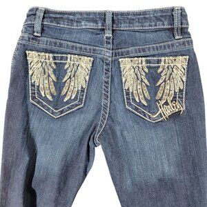 Harley Davidson Angel Wing Biker Bling Pocket Jeans Womens 0 Tall Y2K Dark Wash